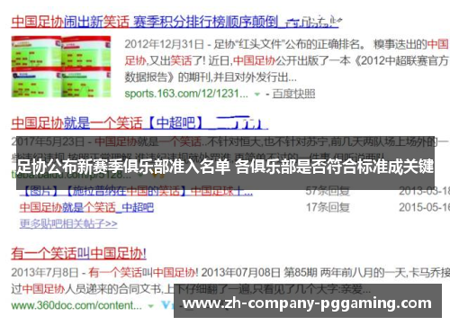 足协公布新赛季俱乐部准入名单 各俱乐部是否符合标准成关键